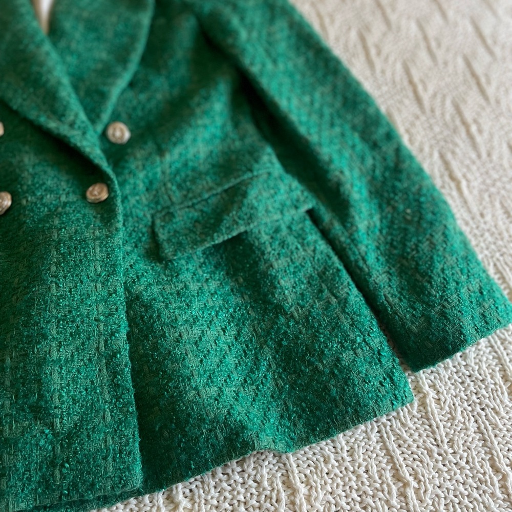 ZARA BUTTON TEXTURED WEAVE BLAZER - Picture 4 of 16